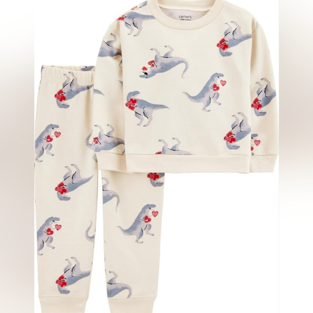 Carter's Cream Pajamas with Blue Dinosaurs